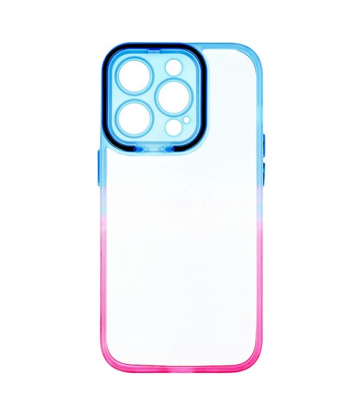 Husa iPhone 14 Pro, Premium Cu Protectie Camera, Albastru - Roz